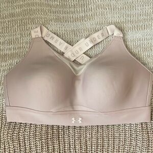 Under Armour Pink Sports Bra Criss-Cross Design Size Large Fitted